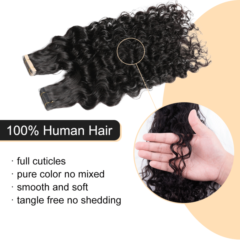 ShowCoco лента для наращивания человеческих волос, глубокие вьющиеся ленты для наращивания волос, черные волосы для девочек, натуральные волосы для наращивания