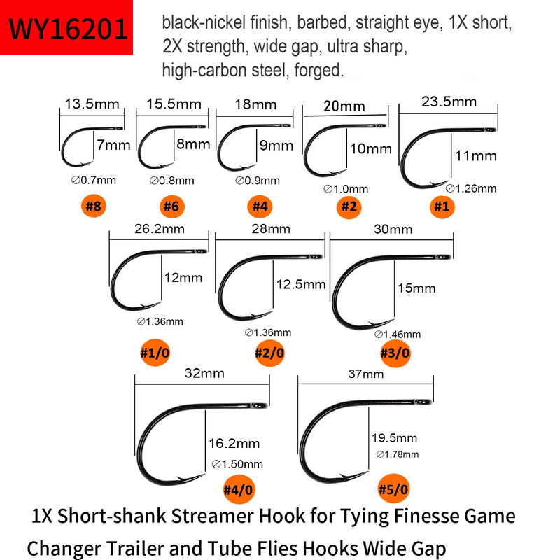 Wifreo 100pcs Barbed Barbless Fly Tying Hooks Nymph Dry Streamer Wet Caddis Fly Hooks Trout Fly Tying Material Fly Fishing Hooks