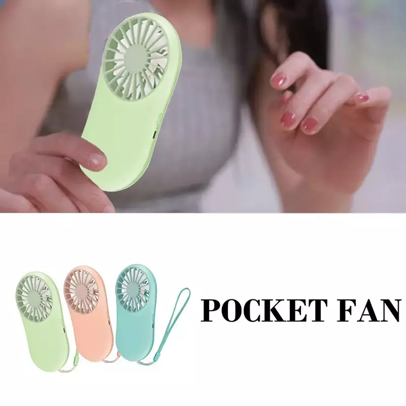 Pocket Fan Ultra Thin Micro Concave Design Strong Wind Power Built In Battery Life Hanging Placement 1 Pcs