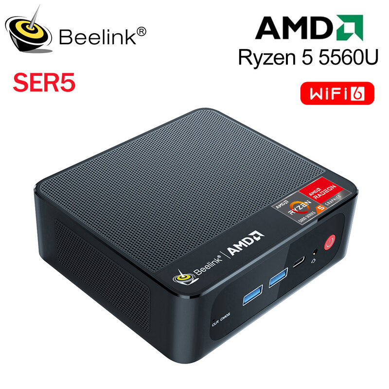2023 Beelink Ryzen 5 SER5 5500U Mini PC Windows 11 Pro AMD DDR4 16GB RAM SSD 500GB WiFi 6 4K LAN 1000M Để Bàn Máy Tính Chơi Game