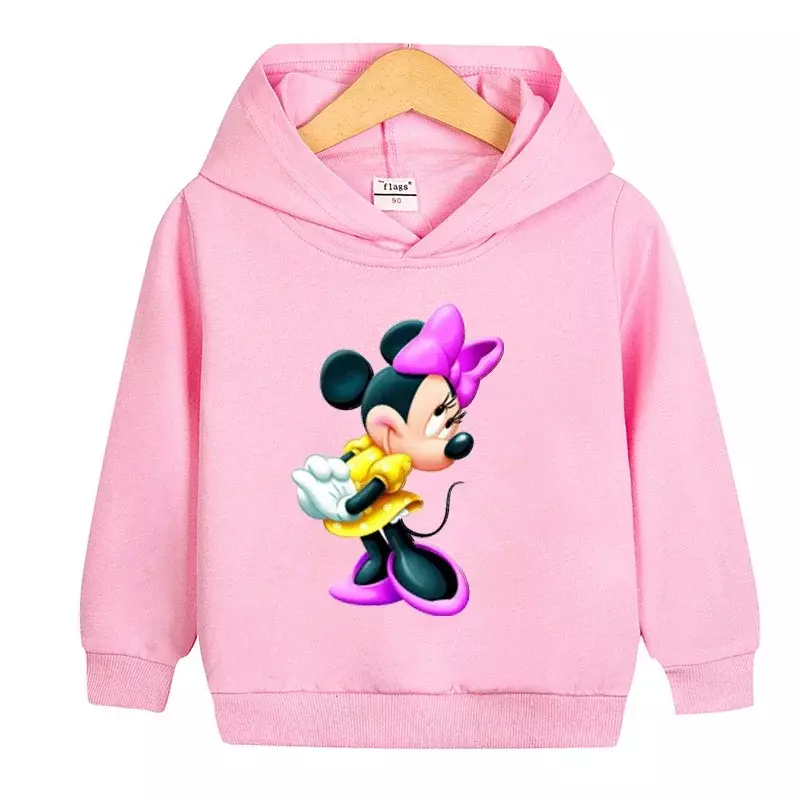 Disney-Minnie e Mickey moletons para bebês e meninas, moletons com capuz, desenhos animados com capuz, roupas infantis de primavera, 2021