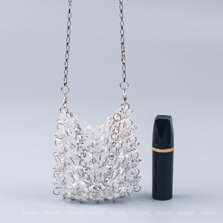 Eleganti borse a tracolla a tracolla con perline in acrilico trasparente borse con perline di perle trasparenti per borse da donna borsa per telefono da donna