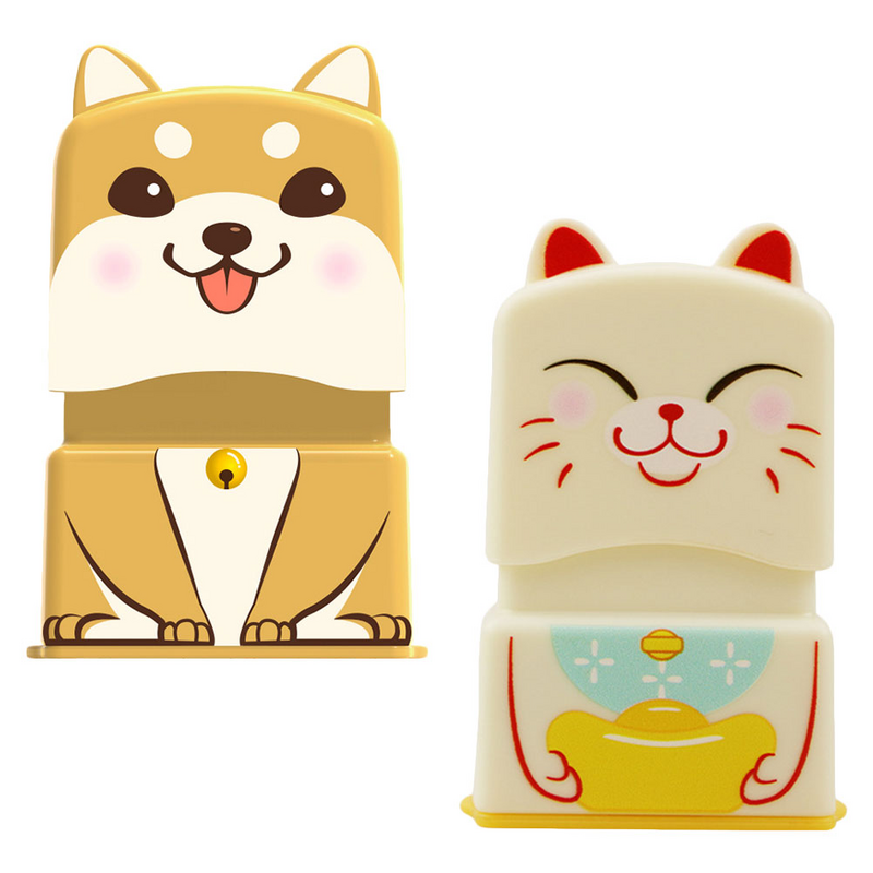 2 buah stiker segel stempel Nama mainan anak-anak plastik cap hewan kartun segel
