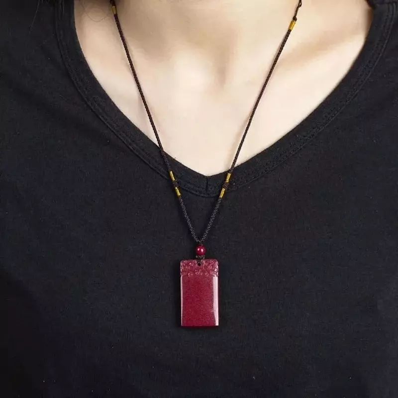 Mencheese Natural Ore Cinnabar Pinganwuyi Brand High Content Imperial Zijin Sand Transport Pendant for Men and Women