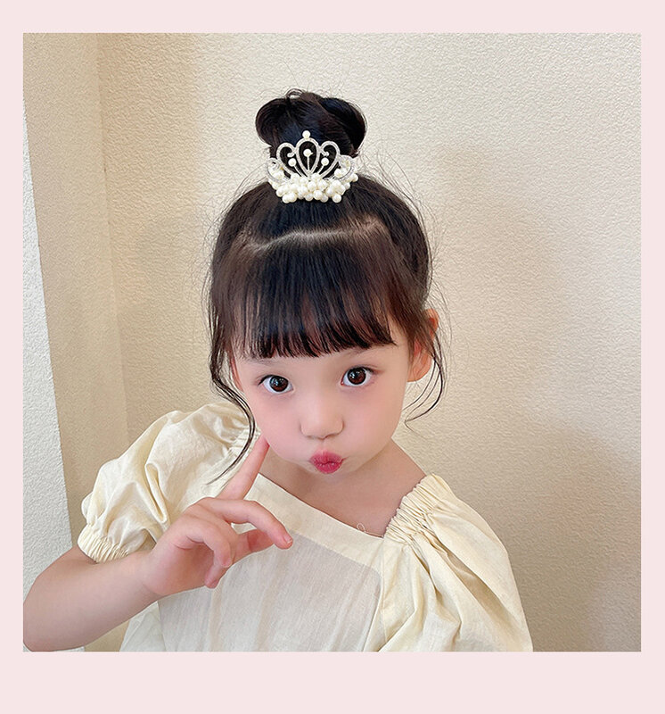 1PCS New Fashion Pearl Crown Princess Cute Kids Elastic Hair Bands Children Hair Ties Girls Hair Accessories Baby Headwear