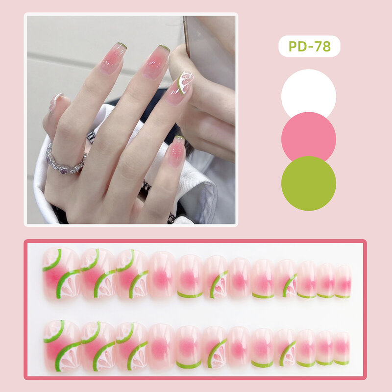 -Длинные искусственные ногти для французского маникюра долговечные зеленые кончики балерины искусственные ногти для женщин и девочек вечерние