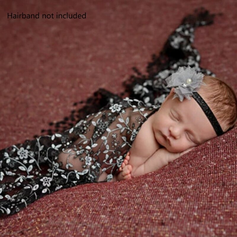 Manta para fotografía de recién nacido K5DD, suave y transpirable, tela envolvente de encaje Floral, accesorios para sesión de