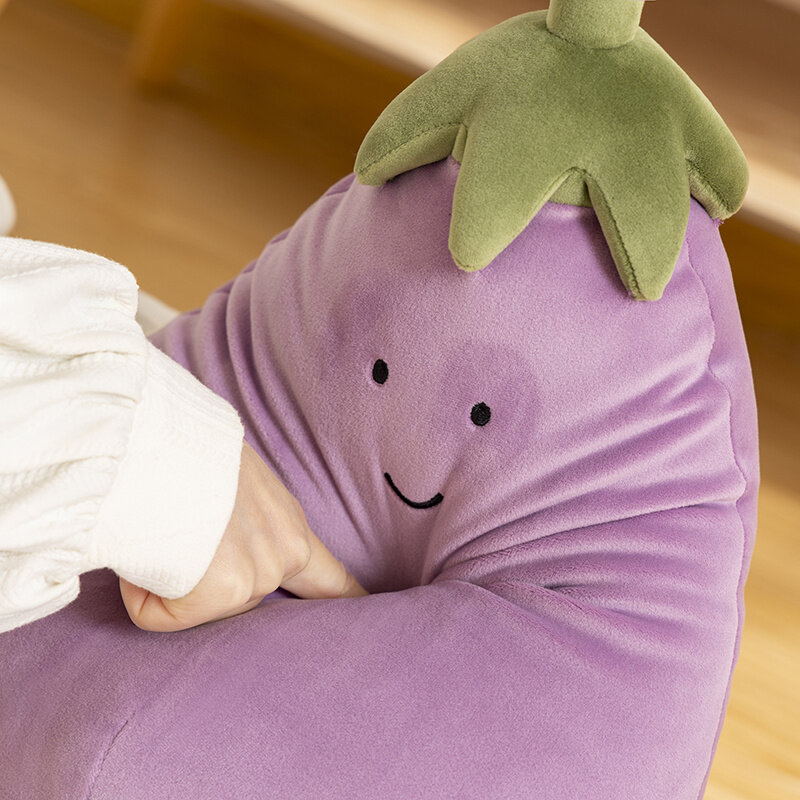 Simulation Cute Smile Face Vegetable Eggplant Plush Toys Cartoon Stuffed Plants Soft Anime Doll for Kids Birthday Xmas Presents