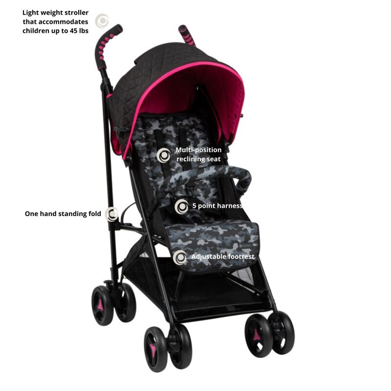Monbebe Breeze Lightweight Compact Baby Stroller - Pink Camo