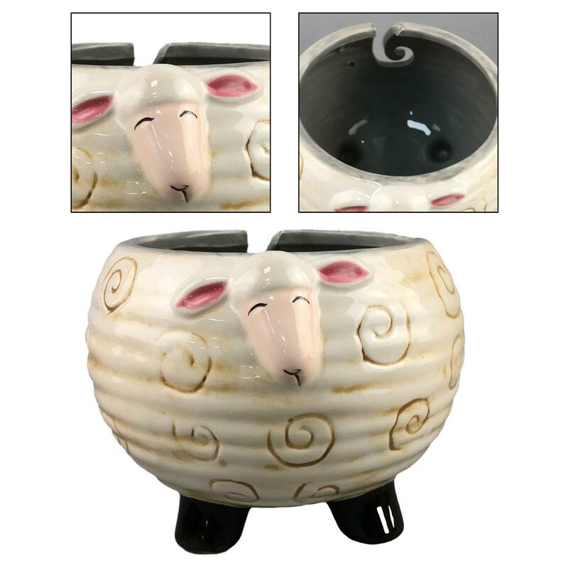 Mangkuk rajut, mangkuk penyimpanan renda, aksesori mangkuk rajut, kait dekorasi dengan lubang bor, mangkuk benang keramik