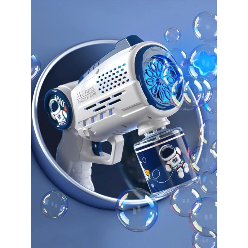 Máquina de burbujas eléctrica con luz automática para niños, pistola de burbujas, baño de playa, juego al aire libre, juguetes de fantasía para niños, regalo de verano