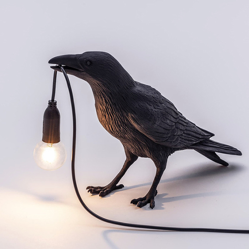 Lámpara de pared de resina Lucky Bird Crow, luz de noche para dormitorio, mesita de noche, sala de estar, decoración del hogar