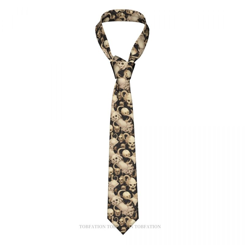 Czaszka z rogów klasyczny męski poliester z nadrukiem 8cm szerokość krawat na imprezę Cosplay akcesorium