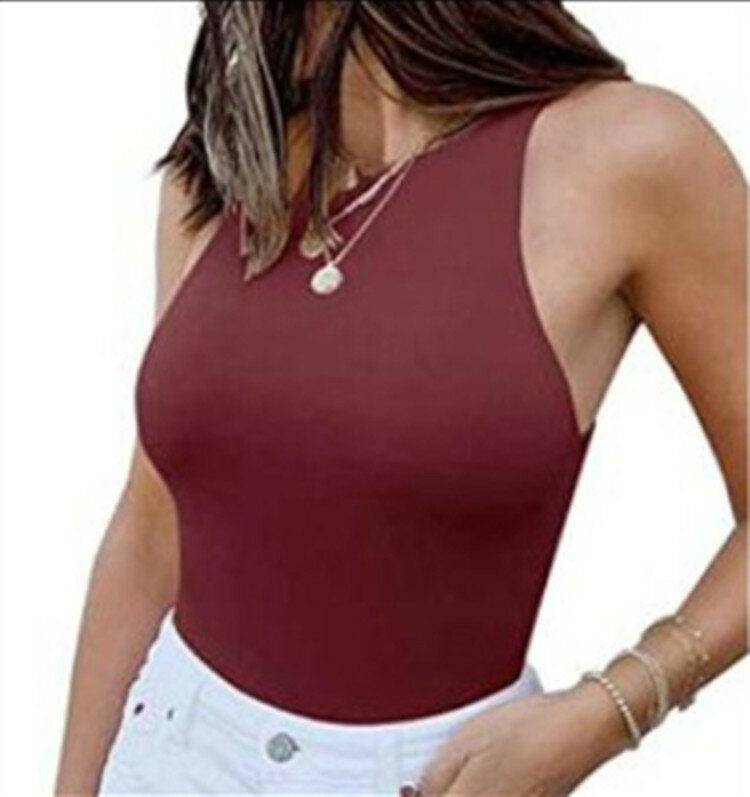 Camiseta ajustada sin mangas para mujer, Top Sexy y cómodo con cordones en la espalda cruzada, de una pieza, primavera, 2024