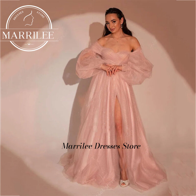 Fuksja różowa suknia wieczorowa brokatowa kochanie ślubna szlafrok dla kobiet sesja zdjęciowa boczne rozcięcie sznurowane sukienki imprezowe 2024