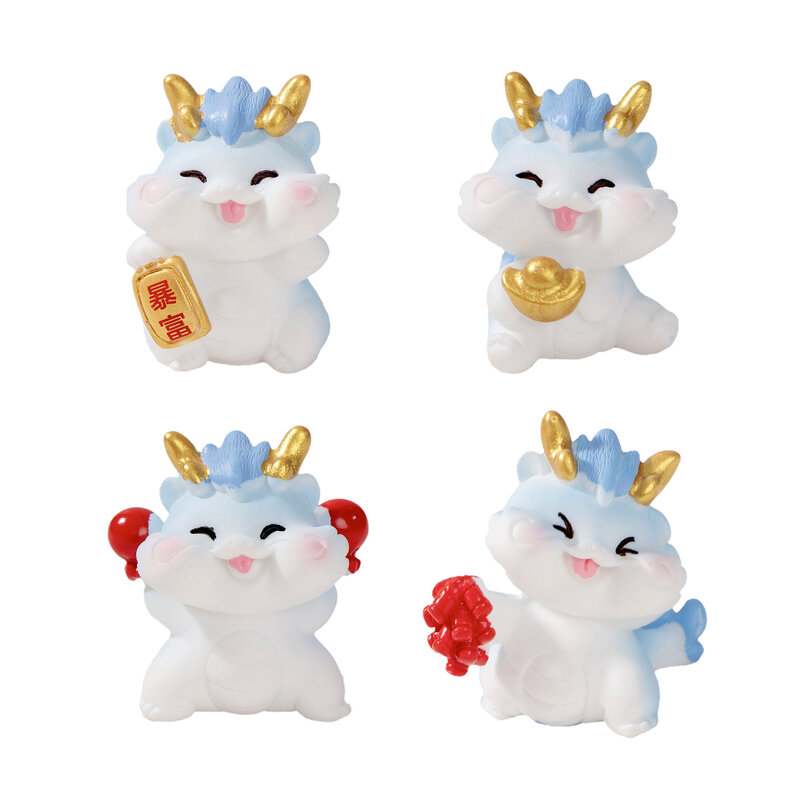 Mini figuras de resina para decoración del hogar, adornos de mano de muñeca nacional de dragón lindo, accesorios de año del zodiaco