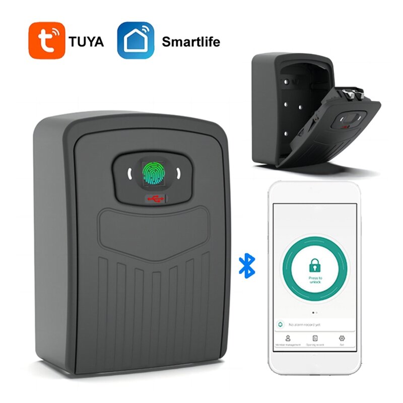 TUYA Smart Key Box Bluetooth Storage Lock Box Smart Life App Wall Mount Security Anti-Theft Lockbox