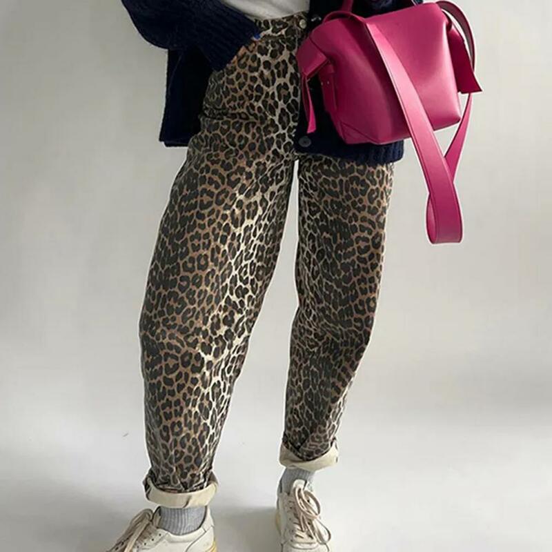 Pantalones de pierna ancha con estampado de leopardo para mujer, pantalones de cintura elástica de tiro medio, ropa de ocio de trabajo de verano