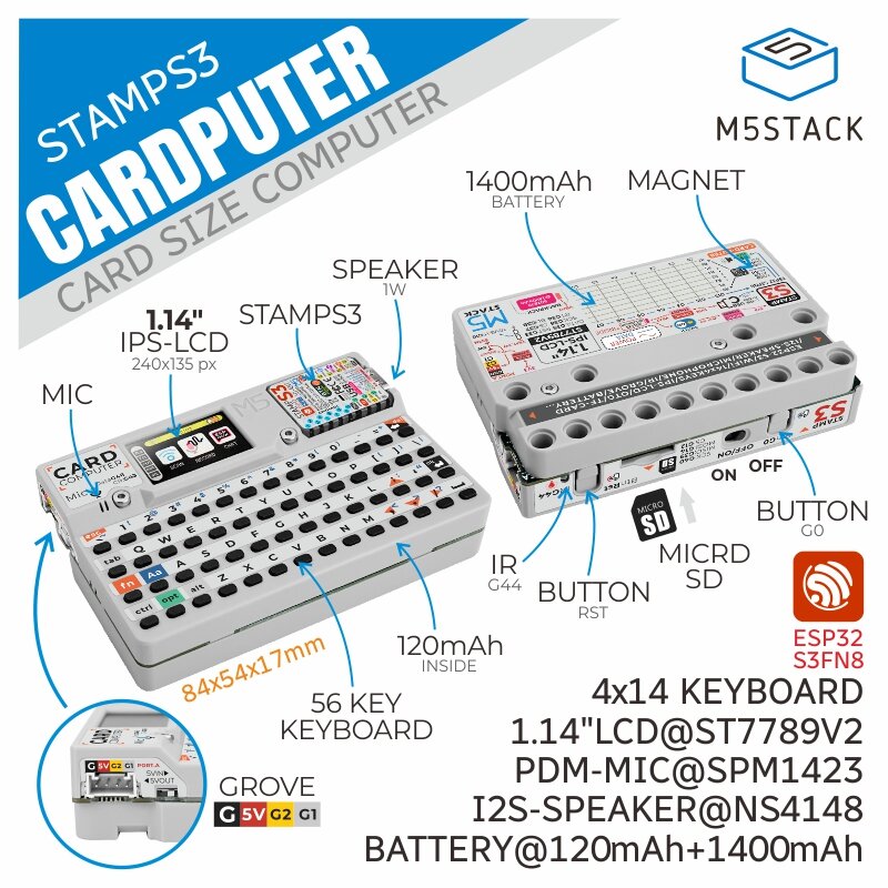 Kit Oficial Cardputer com M55 Stack, M55Stack