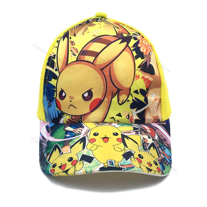 Pokemon Pikachu ตัวอักษรของเล่นกีฬากลางแจ้งหมวกเด็กหมวกน่ารักสบายเบสบอลหมวกหมวกกันแดดหมวกเด็กของขวัญปาร์ตี้