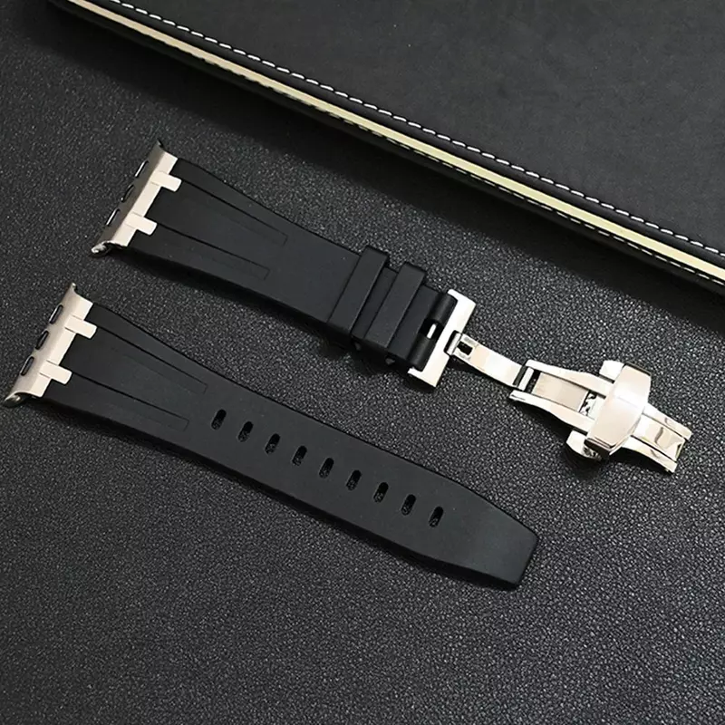 Weiches Silikon armband für Apple Watch Ultra 2 1 49mm Serie 9 8 7 41 45mm Gummiband für iwatch 6 5 4 se 42mm 44mm Herren armband