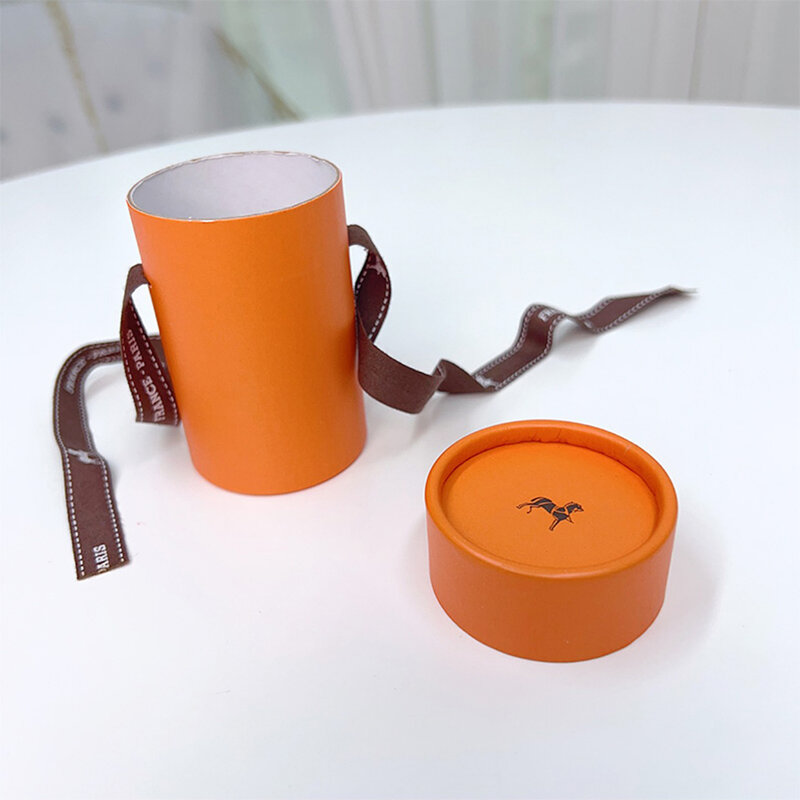 Franse Oranje Cilinder Sjaal Lint Geschenkdoos Set High-End Boetiek Geschenkdoos Voorkeur Cadeau Set Van Hoge Kwaliteit Sjaal Geschenkdoos