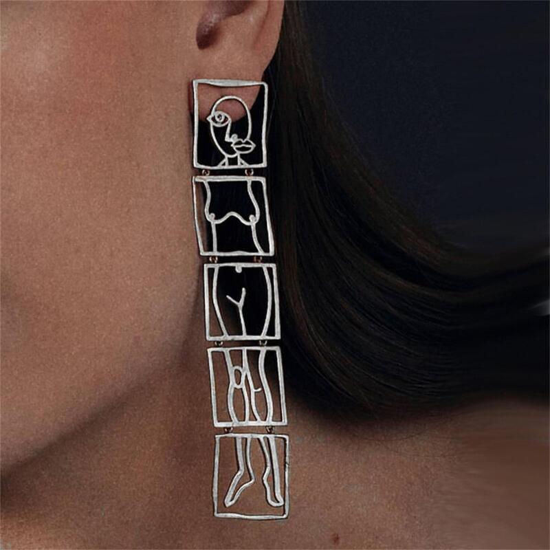 1~6PCS Versatile Earrings High Quality Material Fashion Appearance Irregular Human Figure Hollow Out Earring