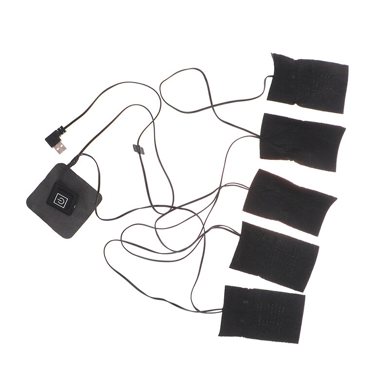 Almohadilla calefactora eléctrica USB para chaqueta, chaleco calefactable para exteriores, 5 hojas ED, 1 Juego