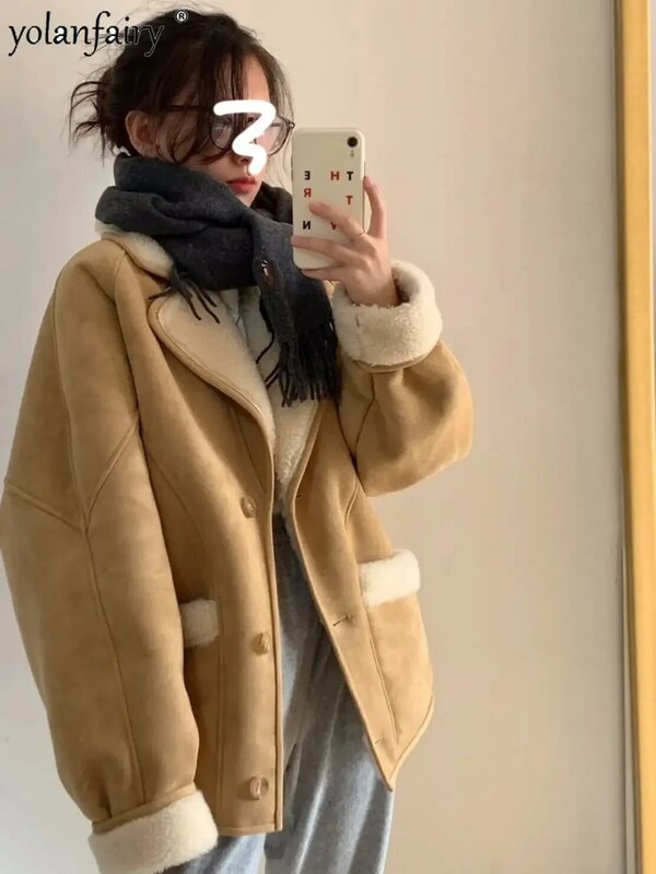 Новинка, пальто из чистой шерсти, Женская композитная меховая интегрированная одежда для женщин, замшевое меховое пальто, корейские куртки, женская зимняя куртка FCY4997