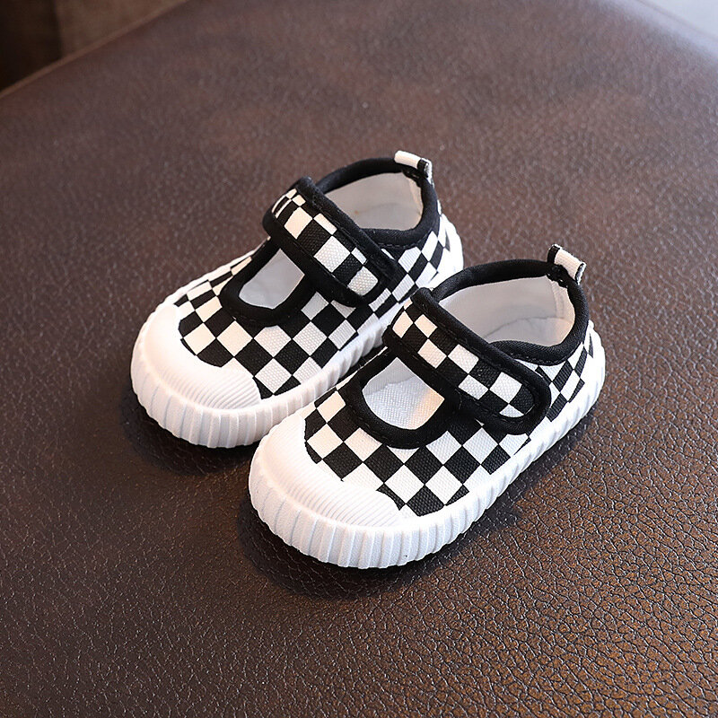 0-3 Years Baby Canvas Shoes Girls Casual Lightweight Checkered Prewalker Boys Sneakers Leopard Toddler Shoes for Spring Autumn