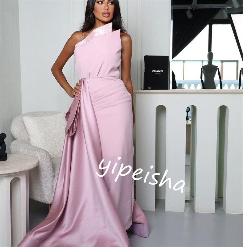 Prom Dress Evening    Satin Pleat Celebrity Sheath Strapless Bespoke Occasion Gown Midi es Saudi Arabia
