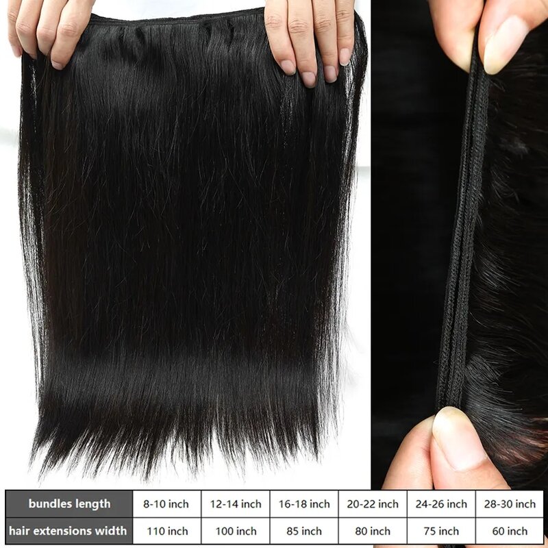 FDX 30 32 34 36 38 40 Inch Silky Straight Brazilian Hair Weave Bundles 100% Remy Human Hair Bundles 1/3/4 Pieces Natural Color