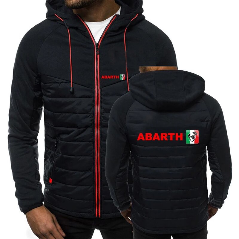 Abarth Men's Autumn and Winter Harajuku Printing Hooded Patchwork Seven-color Cotton-padded Jacket Warm Coats Clothes
