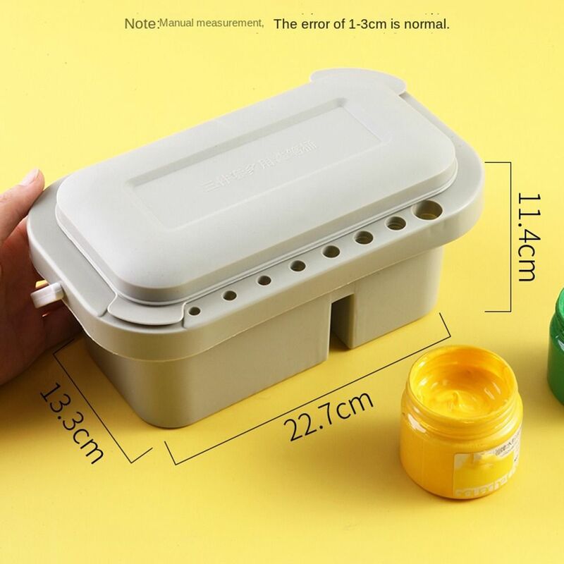 Oil Portable Paint Palette Storage Box Artists with Paint Pallet Paint Brush Cleaner with Lid 16 Holes Paint Brush Holder