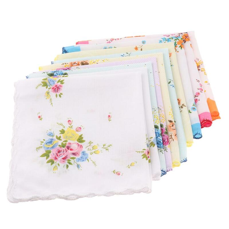 10 Pieces Women Pocket Towel Square Hanky Gift Set 30x30cm