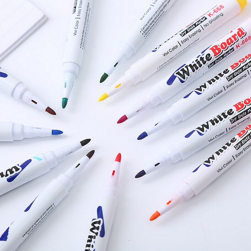 Knysna-Canetas apagáveis de quadro branco colorido, canetas de giz líquido, escola, escritório, escrita, pintura, estacionária, 12 cores