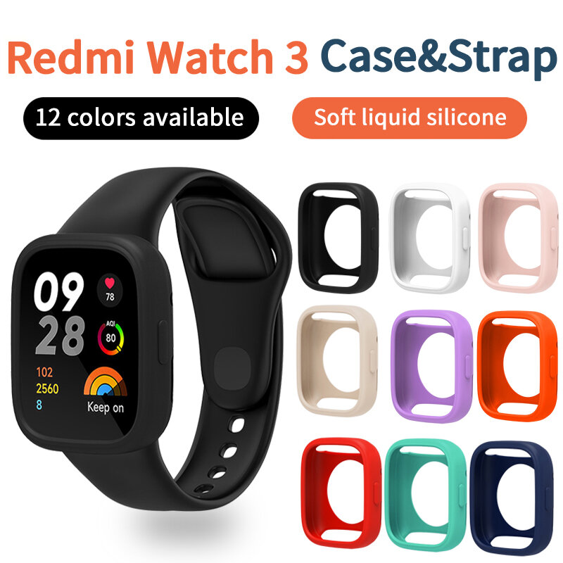 Silicone Case for Redmi Watch 3 Active Protection Shell Bracelet Replacement Strap for Xiaomi Redmi Watch3 Lite Protective Cover