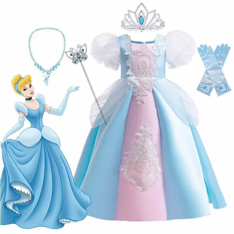 Cinderella Dress for Girls Kids Cinderella Cosplay Halloween Costume Kids Birthday Princess Dress Up Christmas Evening Clothes