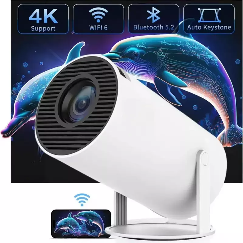 New 4K Home Cinema Projetor Outdoor Portable Android 11 Dual Wifi6 200 ANSI Allwinner H713 BT5.0 1080P 1280*720P 2024 Upgraded