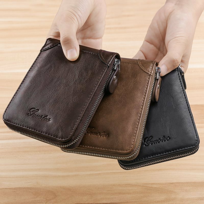 Herren Geldbörse Brieftasche klassische Mode RFID Blocking Mann Leder Brieftasche Reiß verschluss Visitenkarte halter ID Geld Tasche Brieftasche männlich