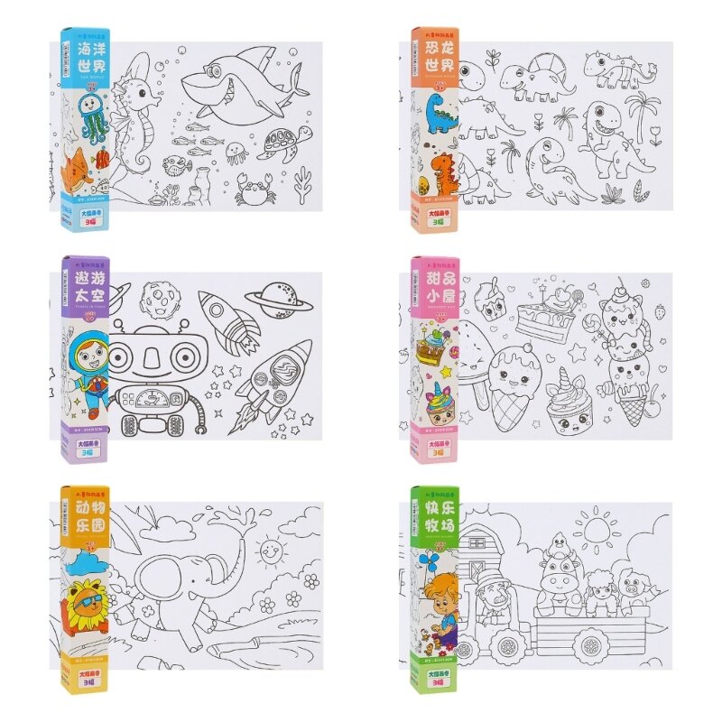 Rolo papel para colorir para crianças, rolo papel exploração artística para crianças, artesanato, estimular a coloração