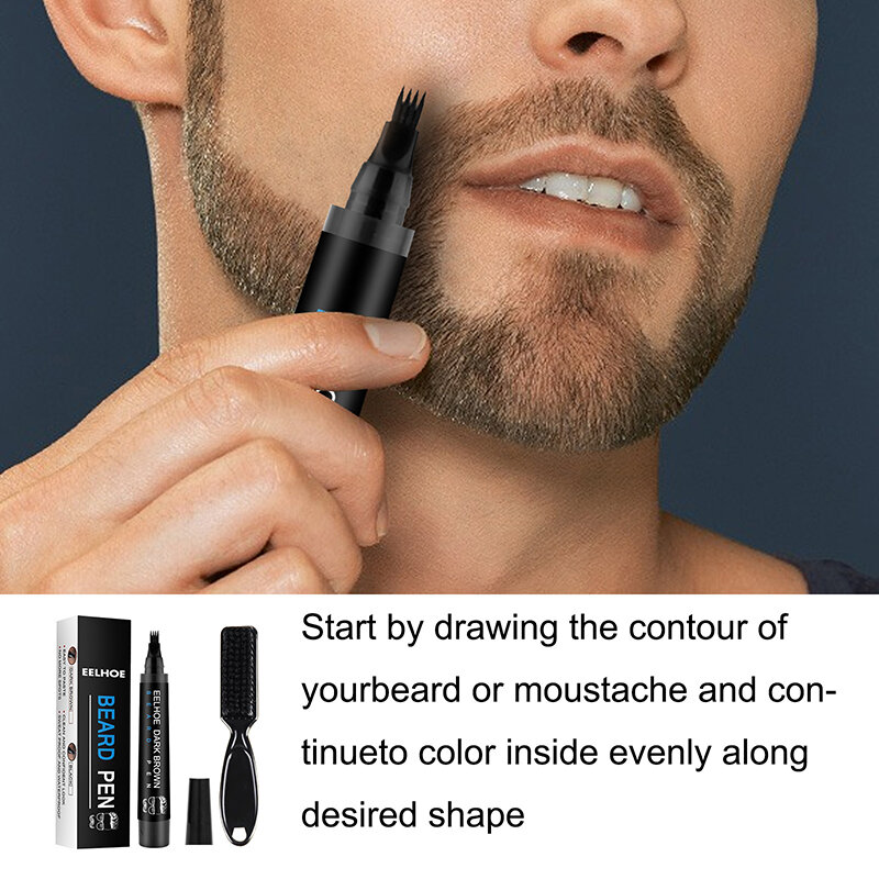 Waterproof Beard Pen Beard Filler Pencil And Brush Beard Enhancer Lasting Repair Moustache Coloring Shaping Tools Men Hair Pen