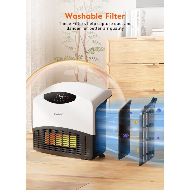 1500W Electric Wall Heater with WiFi and Remote Control, Floor or Wall Mounted Heater, Large Room Coverage, 3 Heating Modes