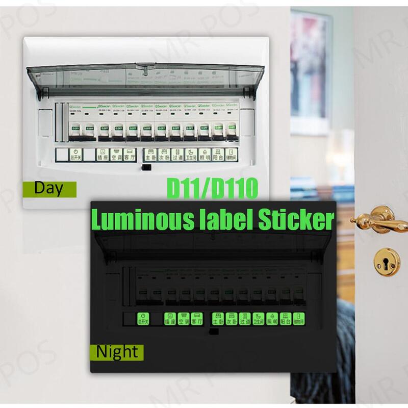 Etiqueta luminosa adesivo para Niimbot D11 máquina de rotulagem, papel auto-adesivo para fita de impressão, 13x35mm, D110