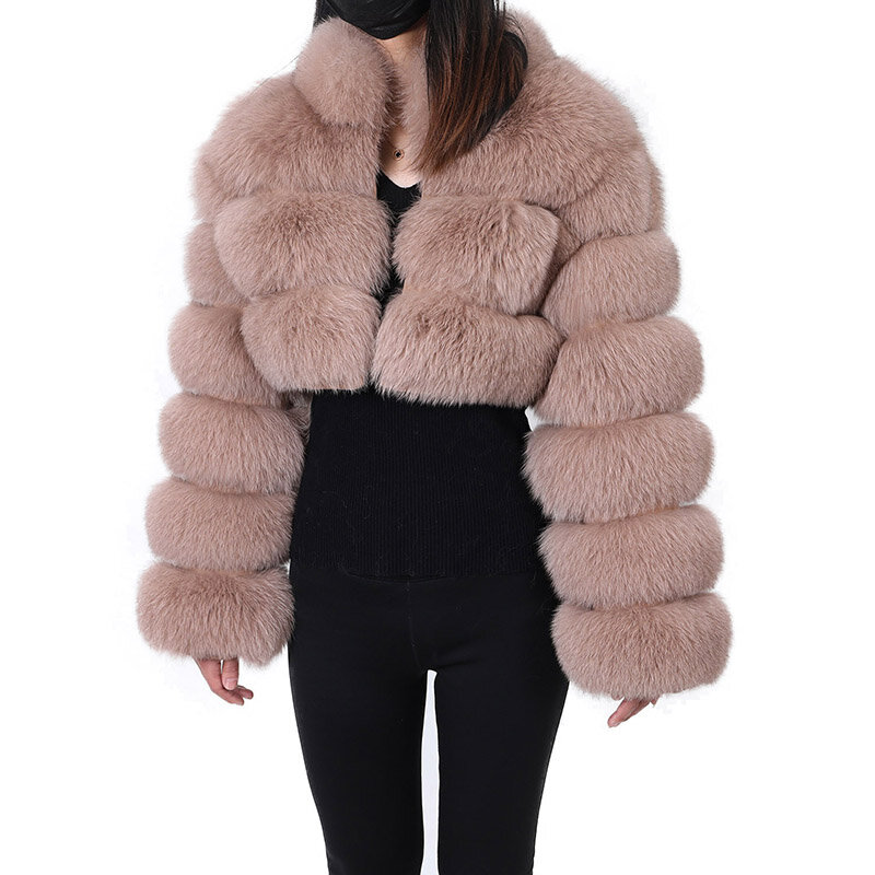 Maomaokong super quente moda feminina inverno natural real casaco de pele de raposa senhora com zíper casaco de pele feminino quente jaqueta com colarinho curto