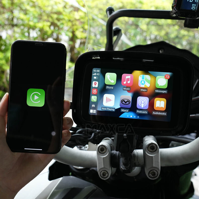MAXCA-reproductor Multimedia C5 Pro para motocicleta, Carplay inalámbrico, Android, navegación automática, pantalla, IPX7, resistente al agua