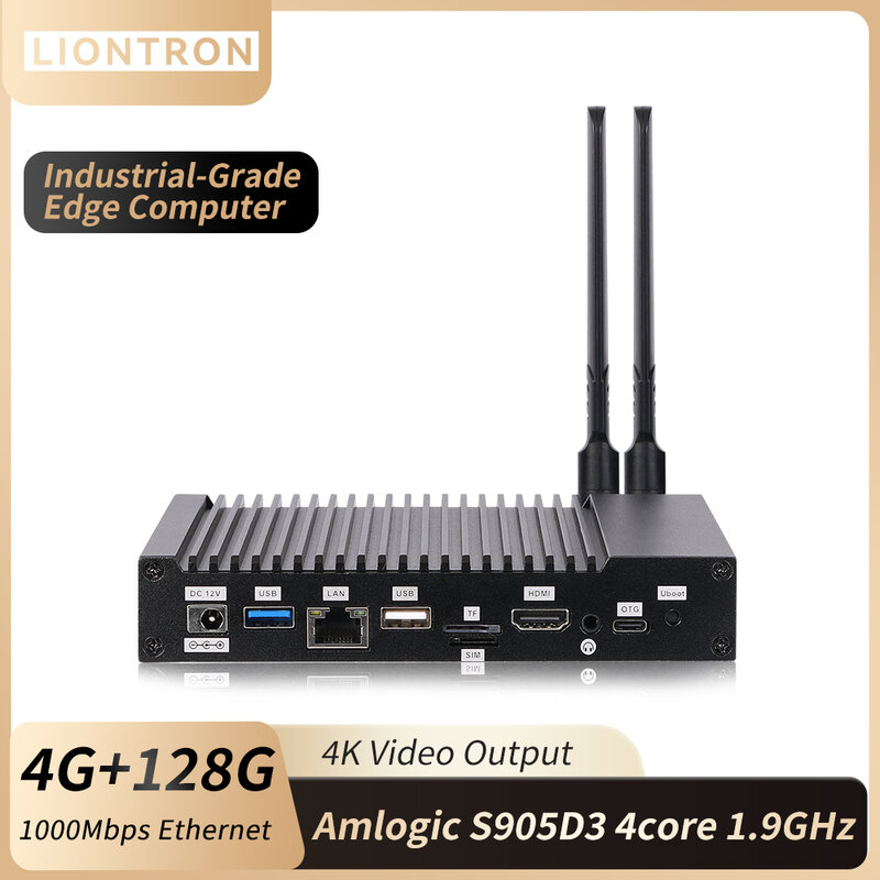 Liontron Industrial Fanless Mini PC Amlogic 4 Core 1.2top NPU COM RS232 RS485 supporto PCIe integrato 2.4G e 5G WiFi Android API