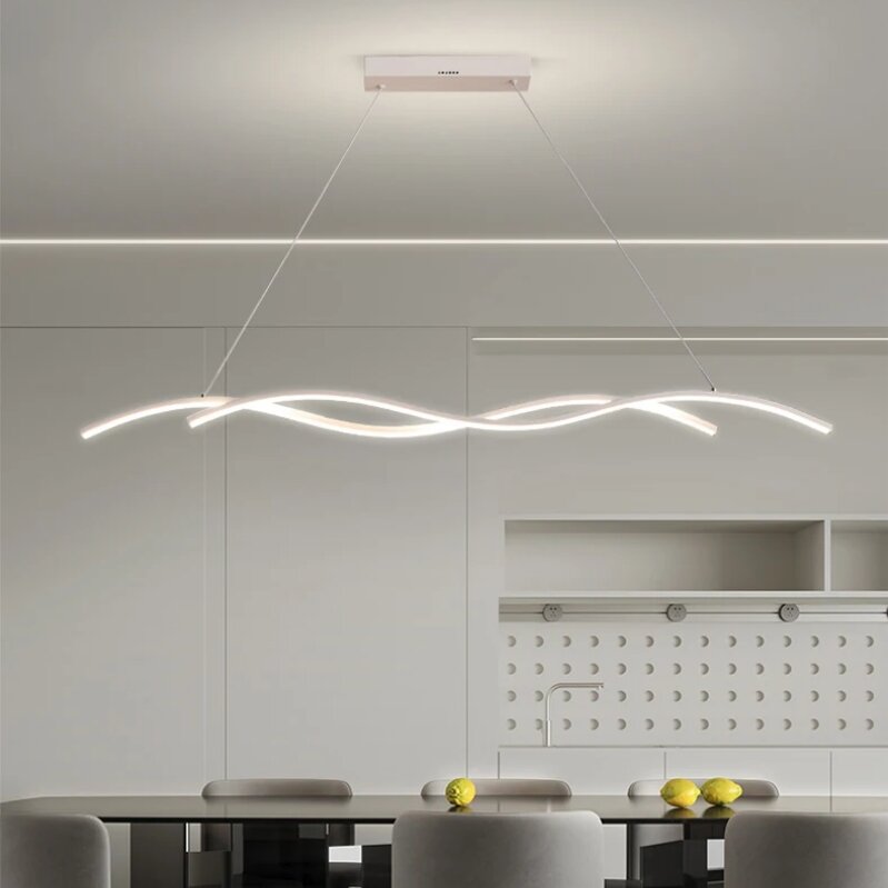 โคมไฟระย้า LED สีขาวสีดำสำหรับร้านอาหารห้องนั่งเล่นห้องรับประทานอาหารห้องนอนโคมไฟการตกแต่งบ้านไฟระย้าในร่ม