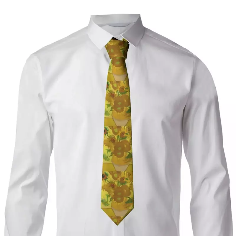 Мужские галстуки с вазой С ДВЕНАДЦАТЬЮ ПОДСОЛНУХАМИ индивидуальные шелковые галстуки для офиса картина Винсента Ван Гога