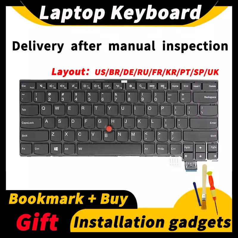 Laptop Replacement Keyboard For Lenovo ThinkPad T460S T470S S2 2ND GEN 13 00UR367 01ER881 US/BR/DE/RU/FR/KR/PT/SP/UK Layout